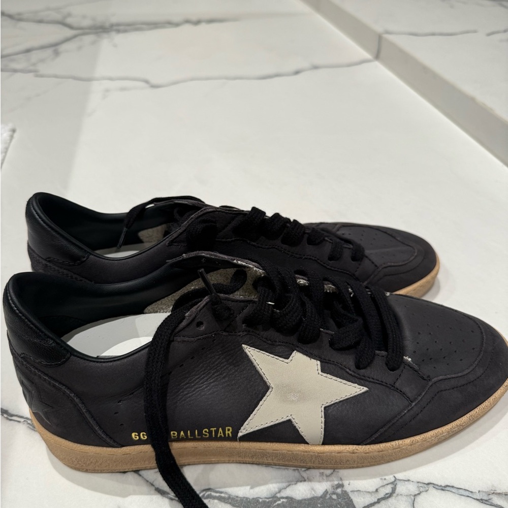 Golden Goose Black Sneakers with Cream Star